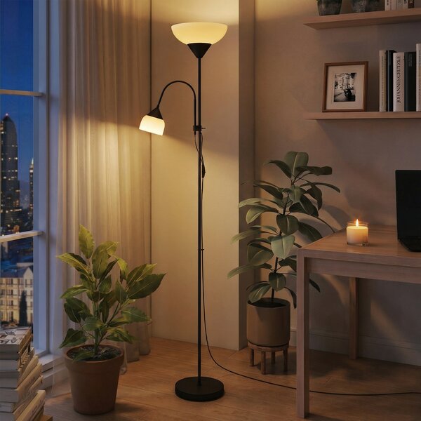 HOMCOM Lampada da Terra Alta con 3 Temperature Colore e Collo Flessibile, Nero | Aosom Italy