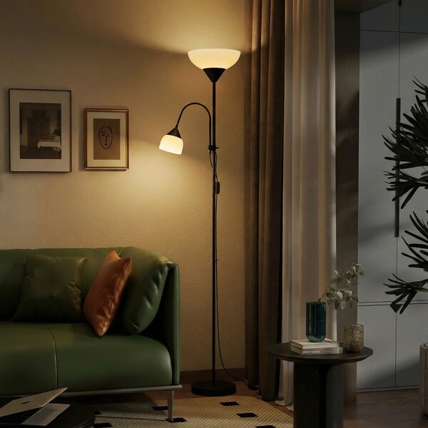 HOMCOM Lampada da Terra Alta con 3 Temperature Colore e Collo Flessibile, Nero | Aosom Italy
