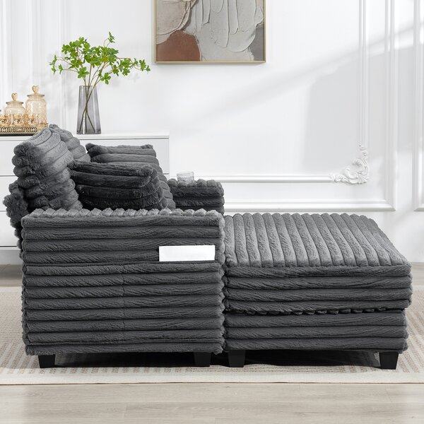 HOMCOM Chaise Longue a 2 Posti, Divano Letto Grande 134x151 cm con Portabicchieri per Soggiorno, Grigio | Aosom Italy