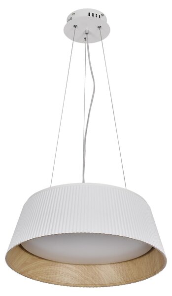 Candellux Apparecchio a sospensione LED bianco Umbria con decoro in legno 24W 31-24176