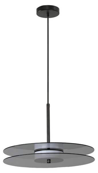 Lampada a sospensione LED con dischi orizzontali CASY, nero fumé, 6 W, luce bianca regolabile, 860 lm, vetro, dimensioni: 120 x 38 x 4,5 cm, IP20, Light Prestige