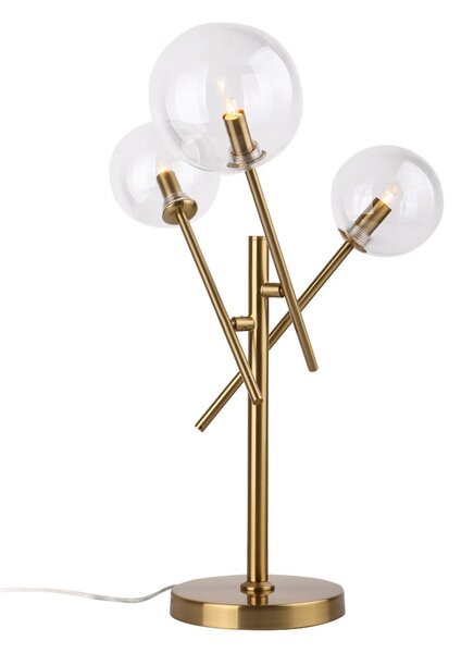 Lampada da tavolo con sfere di vetro trasparente LOLLIPOP, finitura ottone e trasparente, 3xG9x15W, metallo, dimensioni: 57x40x34 cm, IP20, Maxlight