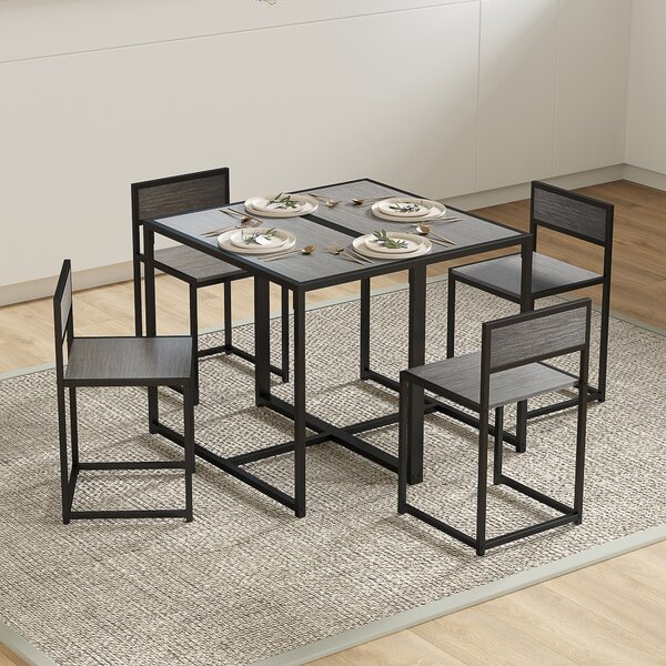 HOMCOM Set da Pranzo 3 Pezzi con Tavolo Alto 76x90x47 cm e 2 Sedie 73x40x40 cm, in Acciaio Zincato, 90x47x76 cm, Grigio | Aosom Italy