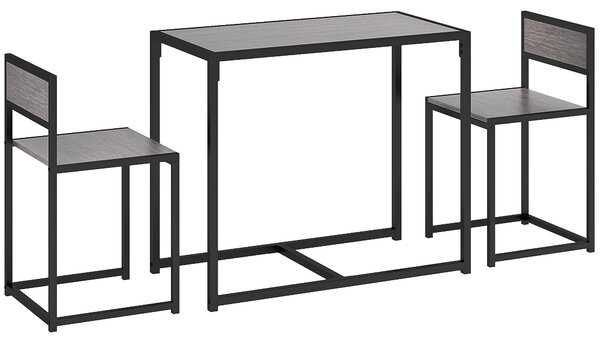 HOMCOM Set da Pranzo 3 Pezzi con Tavolo Alto 76x90x47 cm e 2 Sedie 73x40x40 cm, in Acciaio Zincato, 90x47x76 cm, Grigio | Aosom Italy