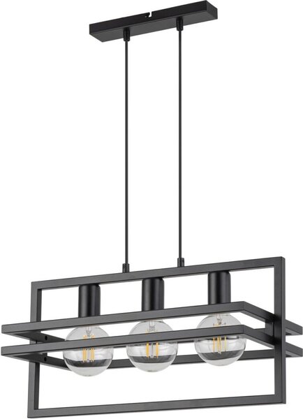 Lampada a sospensione decorativa a soppalco tripla industriale nera Merci 3xE27 15W Sigma Lighting