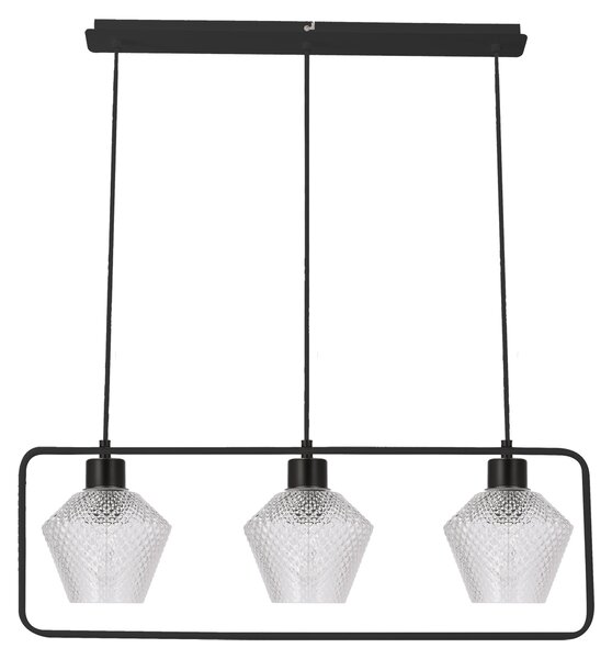 Illuminazione a sospensione sopra il tavolo da pranzo NIKO - 3xE27, 40W, nero / trasparente