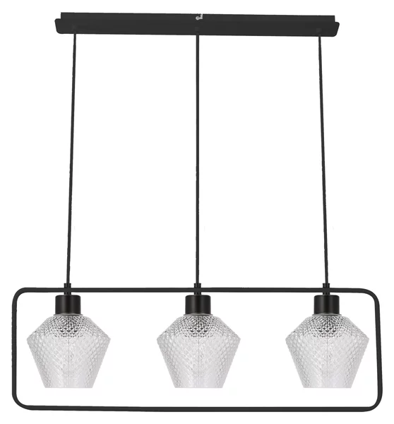 Illuminazione a sospensione sopra il tavolo da pranzo NIKO - 3xE27, 40W, nero / trasparente