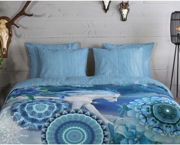 Biancheria da letto blu in flanella per letto singolo 140x200 cm Lumi – HIP