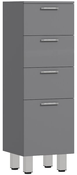 Kleankin Mobile da Bagno Armadietto con 4 Cassetti, Pannello Truciolare e Piedini Regolabili, Grigio | Aosom Italy