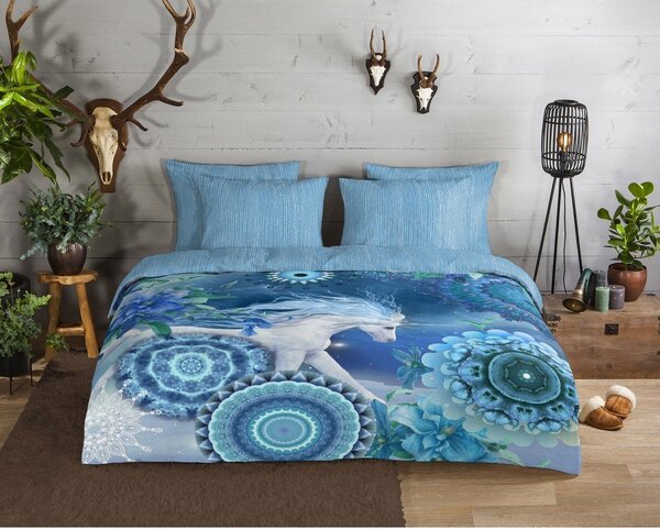 Biancheria da letto blu in flanella per letto singolo 140x200 cm Lumi – HIP