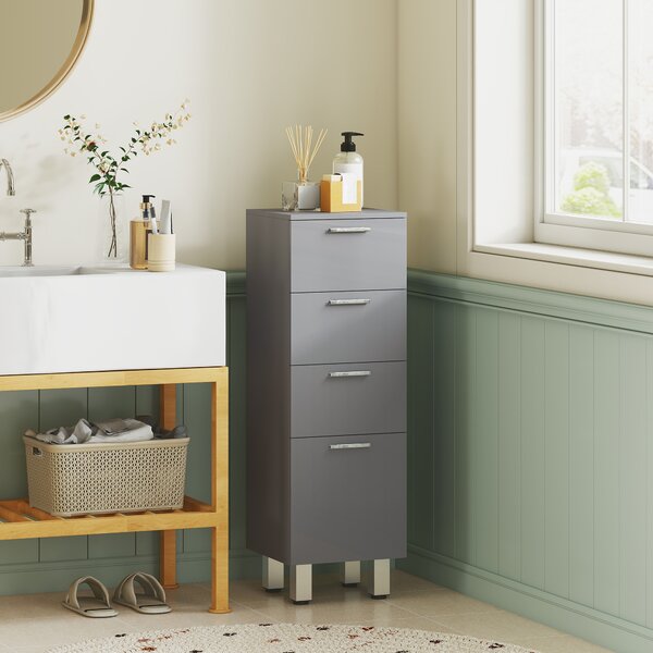 Kleankin Mobile da Bagno Armadietto con 4 Cassetti, Pannello Truciolare e Piedini Regolabili, Grigio | Aosom Italy