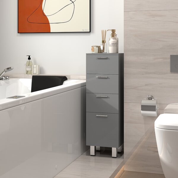 Kleankin Mobile da Bagno Armadietto con 4 Cassetti, Pannello Truciolare e Piedini Regolabili, Grigio | Aosom Italy