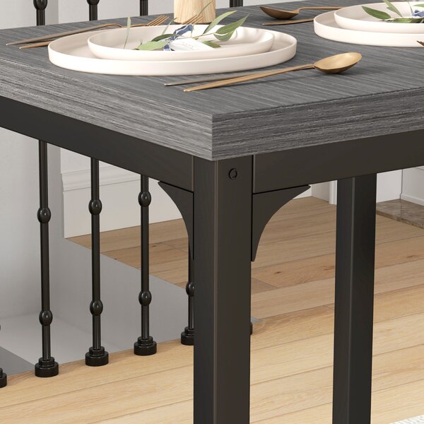 HOMCOM Set da Pranzo 3 Pezzi con Tavolo 60x60x76 cm e 2 Sedie 39,5x44x83,5 cm, in MDF e Metallo, Grigio | Aosom Italy