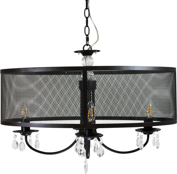 Lampada a sospensione BRESSO nera 4xE14x12W in metallo, dimensioni: 100x30x60 cm, IP20, Polux