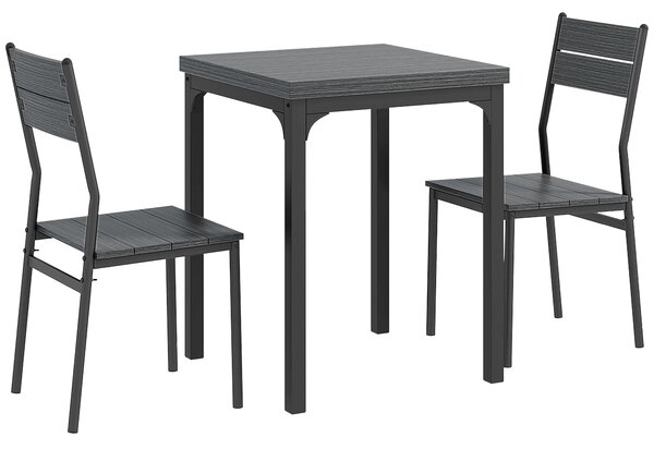 HOMCOM Set da Pranzo 3 Pezzi con Tavolo 60x60x76 cm e 2 Sedie 39,5x44x83,5 cm, in MDF e Metallo, Grigio | Aosom Italy