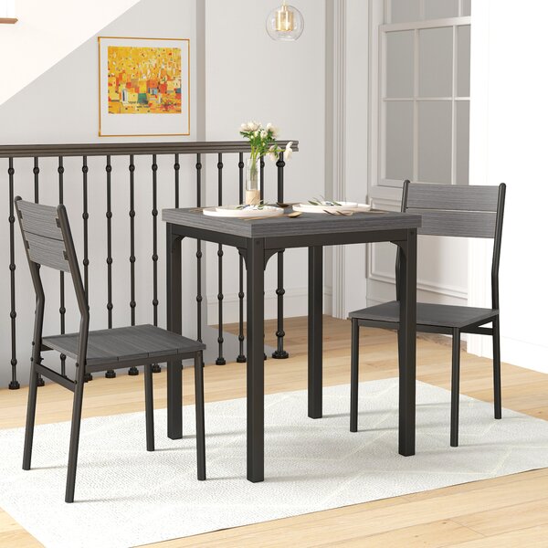 HOMCOM Set da Pranzo 3 Pezzi con Tavolo 60x60x76 cm e 2 Sedie 39,5x44x83,5 cm, in MDF e Metallo, Grigio | Aosom Italy