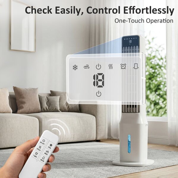 HOMCOM Climatizzatore Evaporativo a Torre 3 in 1 con Serbatoio da 9L, Oscillazione 48°, 3 Velocità, 3 Modalità e Timer, Bianco | Aosom Italy
