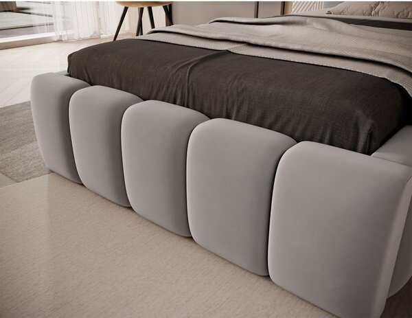 Letto singolo imbottito grigio con contenitore con rete inclusa 90x200 cm Lamica – ELTAP
