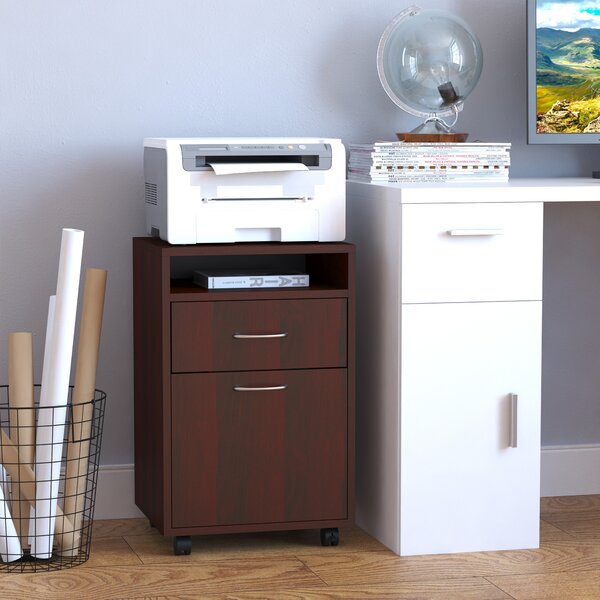 HOMCOM Cassettiera da Scrivania con Ruote, Cassetto Scomparto e Porta, Archivio Mobile per Studio, 40x35x60 cm, Marrone Scuro | Aosom Italy