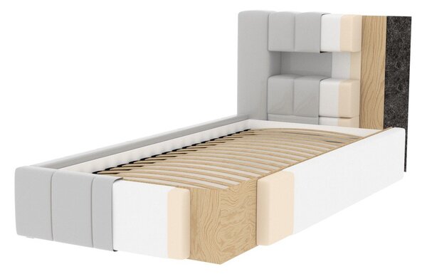 Letto singolo imbottito marrone chiaro con contenitore con rete inclusa 90x200 cm Lamica – ELTAP