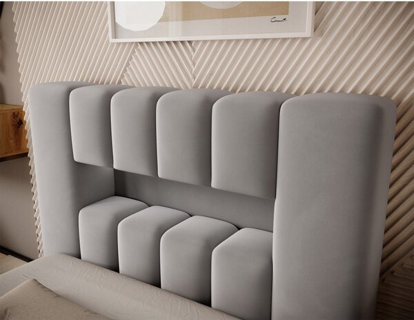 Letto singolo imbottito grigio con contenitore con rete inclusa 90x200 cm Lamica – ELTAP