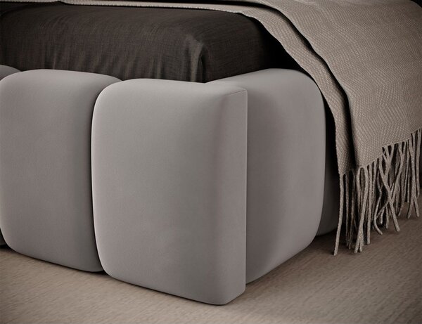 Letto singolo imbottito grigio con contenitore con rete inclusa 90x200 cm Lamica – ELTAP