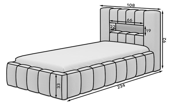Letto singolo imbottito marrone chiaro con contenitore con rete inclusa 90x200 cm Lamica – ELTAP