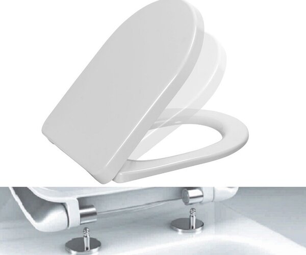 Sedile WC Ramm compatibile con Opoczno Urban Harmony, realizzato in duroplast antibatterico, con cerniera in metallo