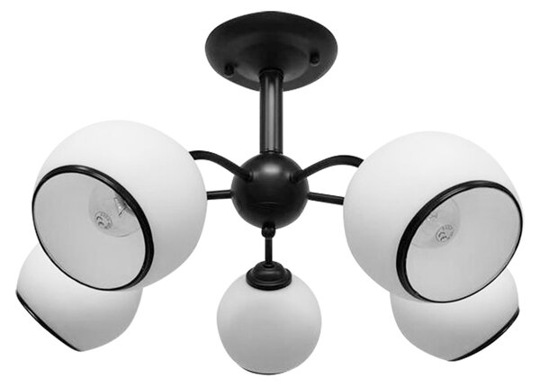 Apparecchio a sospensione moderno a cinque bracci MARINEN - 5xE27, 40W, nero/bianco