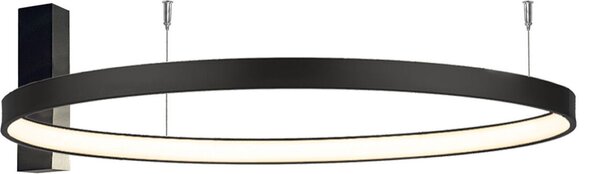Lampada da soffitto moderna nera a forma di anello, Ø 87 cm, luce calda, AGARI LED 54 W, Shilo