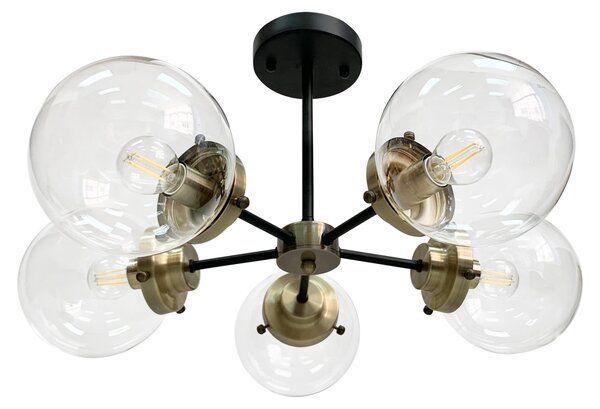 Candellux Lampada da soffitto in patina nera Lente per 5x lampadine E14 35-01306
