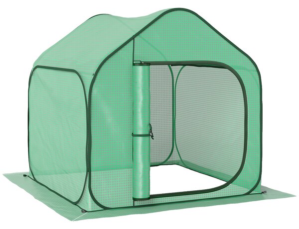 Outsunny Serra da Giardino a Casetta Pieghevole con Ingresso a Cerniera, in Acciaio e PE, 150x148x148 cm, Verde|Aosom Italy