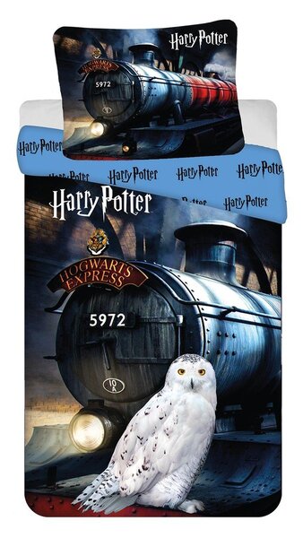 Set copripiumino e federa da bambini in cotone per letto singolo 140x200 cm Harry Potter "Hogwarts Express" – Jerry Fabrics