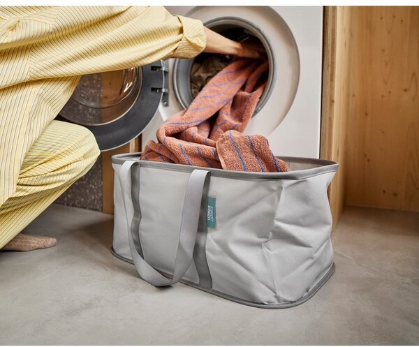 Cesta per il bucato grigia in tessuto pieghevole 35 l Duo – Joseph Joseph