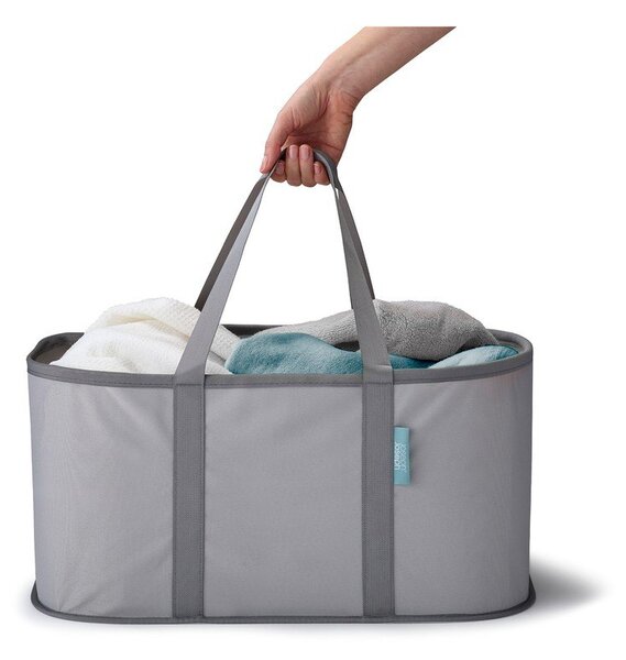 Cesta per il bucato grigia in tessuto pieghevole 35 l Duo – Joseph Joseph