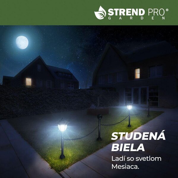 Lampada Strend Pro Garden, catena, recinzione da giardino, 2x lampada solare, 1x LED, 16,5x16,5x71,5 cm