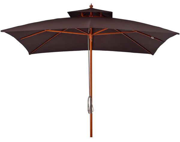 Outsunny Ombrellone da Giardino 3x3m con 8 Stecche in Bamboo e Copertura Parasole a 2 Livelli, Marrone|Aosom