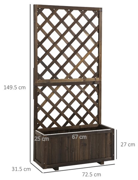 Outsunny Fioriera da Esterno con Grigliato per Rampicanti e Vaso, in Legno di Abete, 72.5x31.5x149.5 cm|Aosom