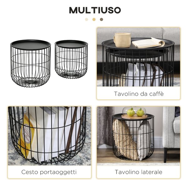VASAGLE Tavolino a 2 Ripiani, Tavolino in Metallo da Salotto, Comodino con Piano a Vassoio, Moderno, per Uso Interno ed Esterno, Soggiorno Camera da Letto Balcone, Grigio Tortora LET243G01