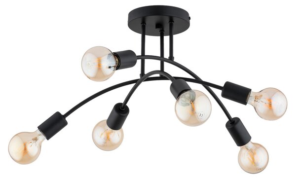 Lampada da soffitto LANTI nera 6xE27x15W in metallo, dimensioni: 26x55x55 cm, IP20, Alfa