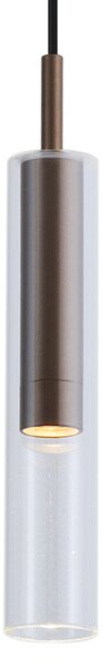 Faretto moderno bronzo scuro con vetro trasparente per sistema a binario monofase - Slimline Loyce