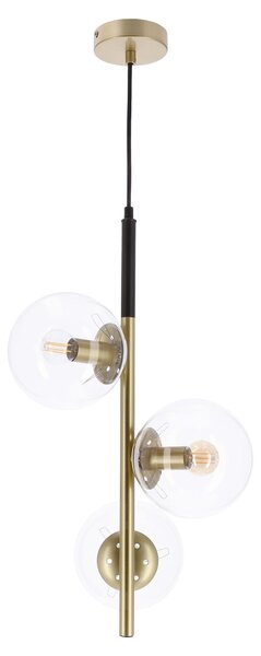 Lampada a sospensione con sfere trasparenti Duo dorata 3xE14x15W in metallo, dimensioni: 115x32,5x32,5 cm, IP20, Candellux