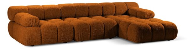 Divano angolare modulare arancione in tessuto bouclé (angolo destro) Bellis - Micadoni Home