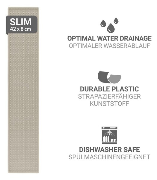 Tappetino scolapiatti beige in plastica 42x8 cm Slim – Wenko