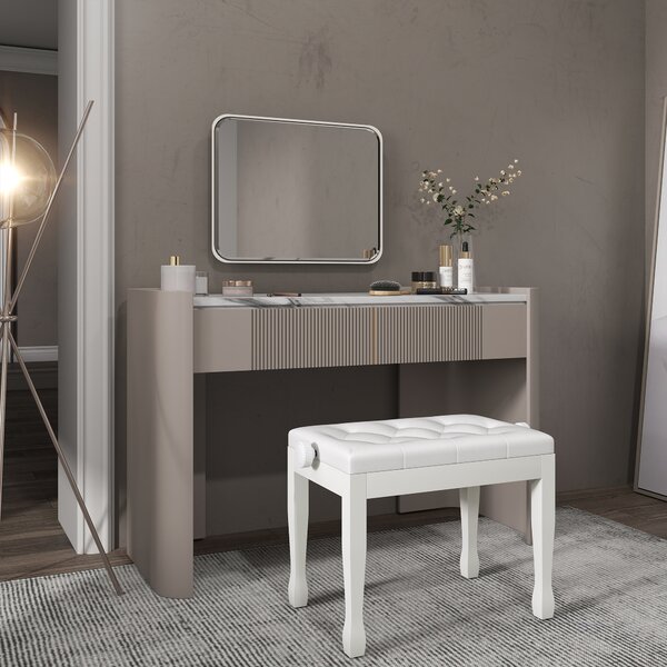 HOMCOM Panca per pianoforte, panca da tastiera regolabile in altezza in legno massello, seduta imbottita, 64 x 35 x 45-55 cm, bianco | Aosom Italy