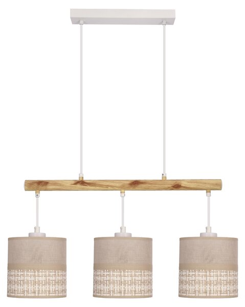 Lampada a sospensione con paralumi beige Izotto, bianca, 3xE27x60W, tessuto, dimensioni: 130x64x15 cm, IP20, Candellux