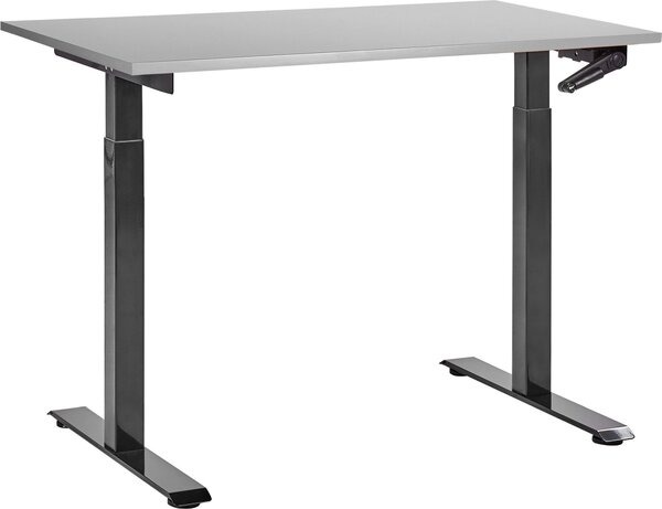 BELIANI Scrivania regolabile in altezza piano grigio struttura in acciaio nero 120 x 72 cm regolazione manuale in altezza ufficio moderno
