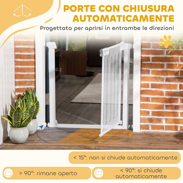 PawHut Cancellino per Cani Regolabile con Chiusura Automatica, Acciaio e ABS, 75-82x76 cm, Bianco | Aosom Italy