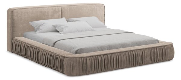 Letto matrimoniale imbottito beige con contenitore e rete inclusi 180x200 cm Keoni – Makamii