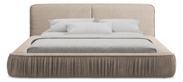 Letto matrimoniale imbottito beige con contenitore e rete inclusi 180x200 cm Keoni – Makamii